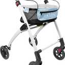 Narrow Senior Walker for Home & Outdoors, Adults with Tray, White & Blue | KMINA