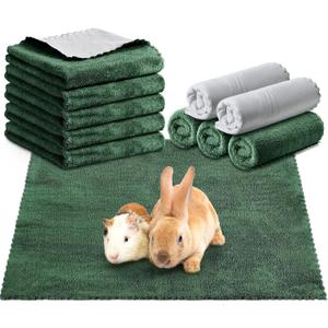 SmoothNovelty 5 Pcs Waterproof Guinea Pig Blankets Washable Small Animal Pee Pad Pet Blanket Sleep Bedding Mats Absorbent Guinea Pig Cage Liner Reusable Pet Sleep Pad(Dark Green,18" X 24",Classic)