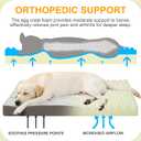KSIIA Orthopedic Dog Bed Dog Crate Bed Waterproof for Large Dogs Deluxe Plush Washable Pet Mat with Egg Crate Foam & Removable Cover, 35 x 22 Inch, Gray