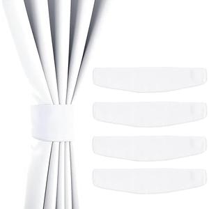 NICETOWN Magnetic Curtain Tiebacks - Modern Unique Upgraded Design Decorative Drape Tie Backs Holder for Window Draperies, No Tools Required (White, 15 X 4 Inches)