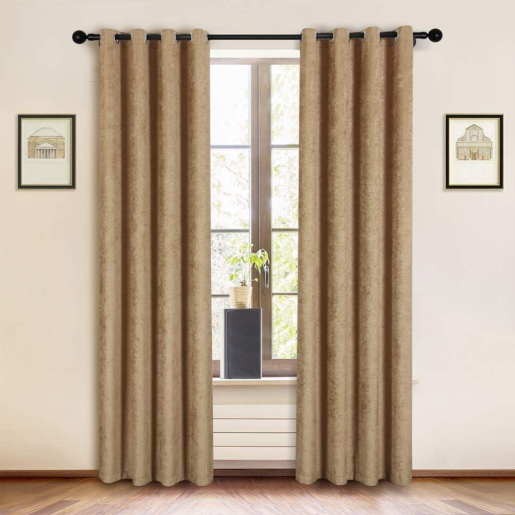 ELKCA Double-Sided Chenille Curtains for Living Room Modern Window Treatment for Bedroom Curtain,Grommet Top-2 Panels (Coffee, 52" W x 84" L)