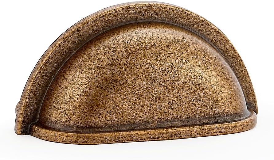 HARPOON Cup Drawer Antique Brass Brown Handles Hardware 10 Pack of Kitchen Cabinet Pulls, 3" Inch 76mm Kitchen Cabinet Pulls