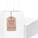 Bakepacker 100 Pcs White Mini Paper Gift Bags with Handles 6"x4.5"x2.5" Party Favor Bags Multiple Uses (Mini size)