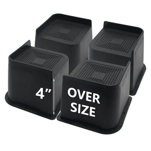 Yookwutar Bed Risers 2 inch, 3 inch, 4 inch, 6 inch, 8 inch Heavy Duty, Oversized Furniture Riser for Couch Sofa Table Chair Leg Frame Dorm, Support up to 6000 Lbs (Black 4 Pack, 8 inch)