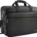 Ytonet Laptop Briefcases for Men, 17 Inch Expandable Briefcase Computer Bags for Laptop for Men, Water Resistant Multi Compartments Men's Work Bag with Luggage Strap for Bussiness Travel, Black