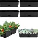 6 Pack Rectangle Planter 16x4.4 Inch Window Boxes Planters Rectangular Large Window Sill Planters Indoor Self Watering Plant Pots with Drainage Holes and Saucers Succulent Herb Flower Pots, Black