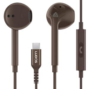 LUDOS Zenith USB C Headphones for iPhone 17 16 15 Pro Max Plus Air iPad Pro Air, USB-C Earbuds for Galaxy S24 S23 Ultra S22 S21 S20 A55 A54 A53, USB Type C Earphones - Brown