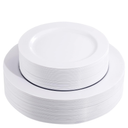FLOWERCAT 60PCS White Plastic Plates - Heavy Duty White Disposable Plates for Birthday Party/Wedding -serve for 30 guests Include 30PCS 10.25" Dinner Plates & 30PCS 7.5" Dessert Plates for Party
