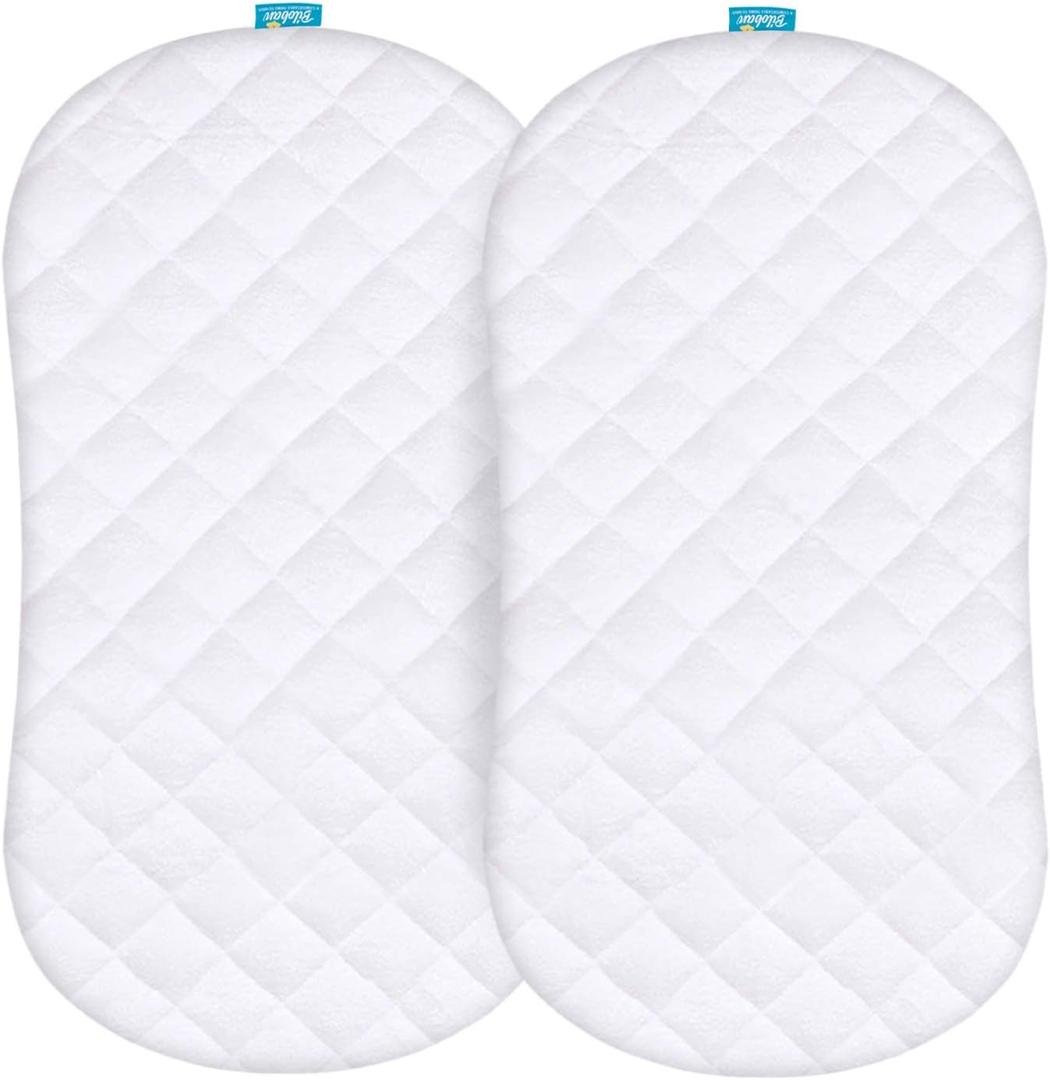 Bassinet Mattress Pad Cover Compatible with Halo BassiNest Swivel Sleeper, 2 Pack, Waterproof Quilted Ultra Soft Surface, Breathable and Easy Care Oval