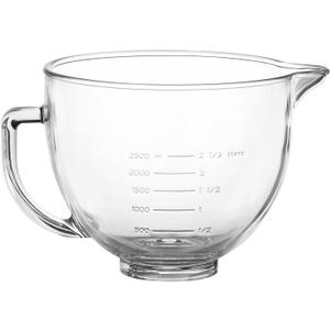 MOLIGOU Glass Mixing Bowl Compatible with Kitchenaid 4.5 and 5 Quart Tilt-Head Stand Mixers, 5 Quart Glass Mixer Bowl with Handle and Pour Spout