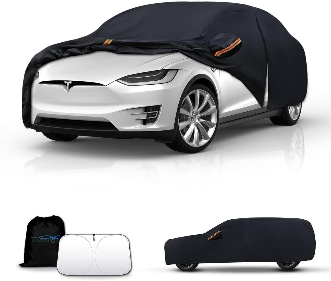 Waterproof Car Cover All-Weather,Full Exterior Automobiles Cover for SUV 191-201 inch Universal Fit Ford Explorer, Toyota Highlander, Hyundai Palisade, Honda Pilot, Dodge Durango etc.
