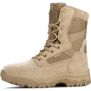 FREE SOLDIER Men's Work Tactical Boots 8 Inches Lightweight Combat Boots Durable Suede Leather Military Boot Desert Boot (9.5 Wide, Dark Tan)