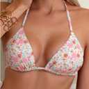 SHENHE Women's Summer Beach Random Vacation Beach Ditsy Printed Halter Bikini Top Floral Pink Green Medium (M)