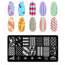 5pcs Nail Stamp with Nail Stamper and Scraper, Heart Geometry Nail Stamping Plates Nail Art Stamp French Tip Stamps Tool Nail Stencils Template for DIY Nail Art Accessories