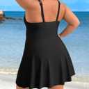 Charmo Plus Size Swimsuit for Women Swim Dress Scalloped One Piece Tummy Control Bathing Suit Ruched Swim Suits 2026 (Black, XXL)