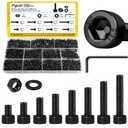 750PCS M3 Screws Assortment Kit, M3x6/8/10/12/16/20/25/30 mm Hex Socket Head Bolts, Nuts & Washers Assorted Set - 12.9 Alloy Steel Black Zinc Plated M3 Screw for 3D Printer,DIY