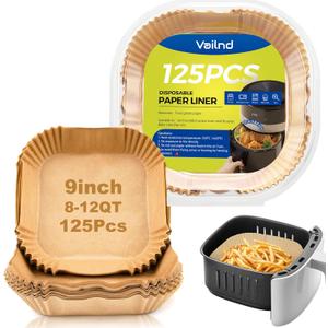 Vailnd 9inch Square Air Fryer Disposable Paper Liners, 125PCS Non-Stick Food Grade Parchment Liner, Oil Resistant, Waterproof, Food Grade Baking Paper for 8-12 QTMicrowave Vailnd 9inch Square Air Fryer Disposable Paper Liners, 125PCS Non-Stick Food Grade Parchment Liner, Oil Resistant, Waterproof, Food Grade Baking Paper for 8-12 QTMicrowave