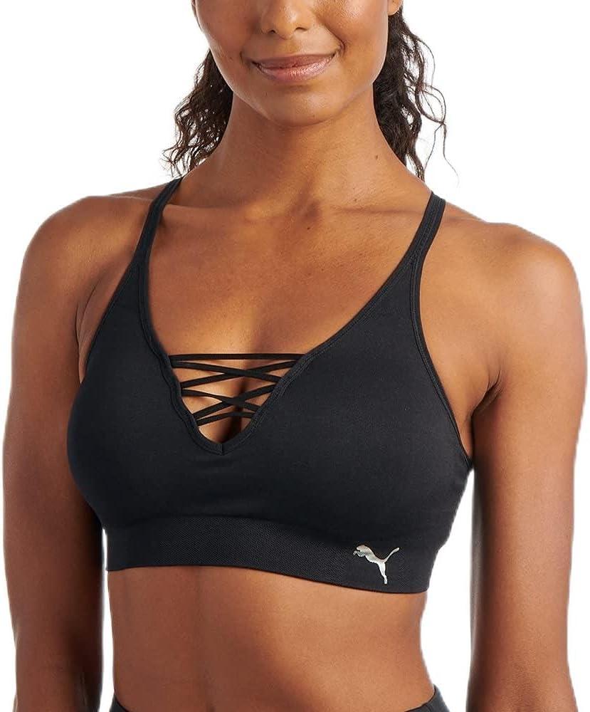 PUMA Women's Seamless Padded Sports Bra (X-Large, Black/Metallic)