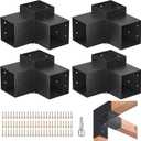 Pergola Kit, 4 Pack Woodworks Pergola Brackets 6" x 6" (Actual: 5.5x5.5 Inch), 3-Way Right Angle Corner Brackets, Powder-Coated Pergola Hardware, for Lumber Pergola Gazebo (4PCS 3-Way Corner Brackets)