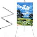 Display Silver Easel Stand - 63" Artist Instant Tripod Collapsible Portable Floor Easel - Adjustable Art Poster Easy Folding Metal Stand for Display Show, Wedding, Painting