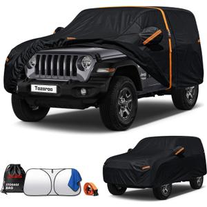 Jeep Wrangler 2 Door YJ TJ JK JL(1987-2026) SUV Cover Waterproof All-Weather,Outdoor Heavy Duty UV-Resistant Full Car Covers with Windshield Sun Shade&Storage Bag(Includes a Towel)