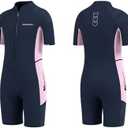 Seaskin Kids Wetsuit for Boys Girls Toddler, 2mm Front Zip Thermal Swimsuits Shorty Diving Suits, Size 6