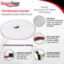 BasicGear® Cast Net, Lead, 12ft Radius, 3/16 in Mesh, 1lb, for Bait Fish