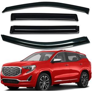 Lightronic Extra Durable Outside-Mount Auto Vent Window Visor, Fits 2018-2024 GMC Terrain, UV Protection Rain Guard, Original Wind Deflector, No-Drill Easy Install, Dark Smoke, 4-Pcs