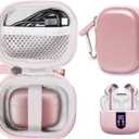 Case for TAGRY X08 Bluetooth Headphones True Wireless Earbuds 60H, mesh Pocket for Charge Cable (Rose Gold)