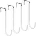 FYY Over The Door Hooks, 4 Pack Upgraded Long Door Hangers Hooks with Rubber Prevent Scratches Heavy Duty Organizer Hooks for Hanging Clothes, Towels, Hats, Coats, Bags White