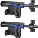 TRIPLE DEER Heavy Duty Slide Bolt Gate Latch, Sliding Bolt Door Lock with Padlock Hole, Slide Bolt Hardware for Wooden Fence/Yard Fence/Shed Door/Barn Door, Black, 2 Pack