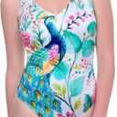 Gottex Womens V-Neck One Piece Stylish Elegant Versatile Summer Bathing Suit with Soft Cups and Tummy Control Swim Essential (14, Multicolor)