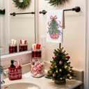 Christmas Chinoiserie Kitchen Towels Decor,Red Bow Christmas Tree Towels Gifts,Blue Lobster Christmas Hand Towels for Bathroom Kitchen,Grandmillennial Decor,16x24 Inches