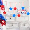 12 Pcs Christmas Tree Decoration Five-Pointed Stars Hanging Ornaments DIY Craft Designs Fourth of July Acrylic Hanging Pendants Red White Blue Stars Hanging Ornaments for Independence Day Tree Decor (Style 3)