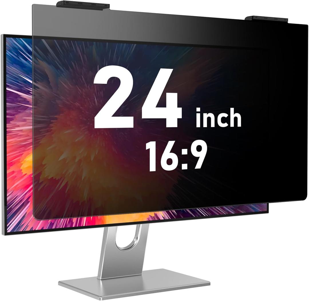 24 Inch Privacy Screen for Monitor - Blue Light Blocking, Eye Protection Anti-Spy Filter - Fits 16:9 Aspect Ratio, Computer Screen Privacy Filter, Removable & Anti-Scratch