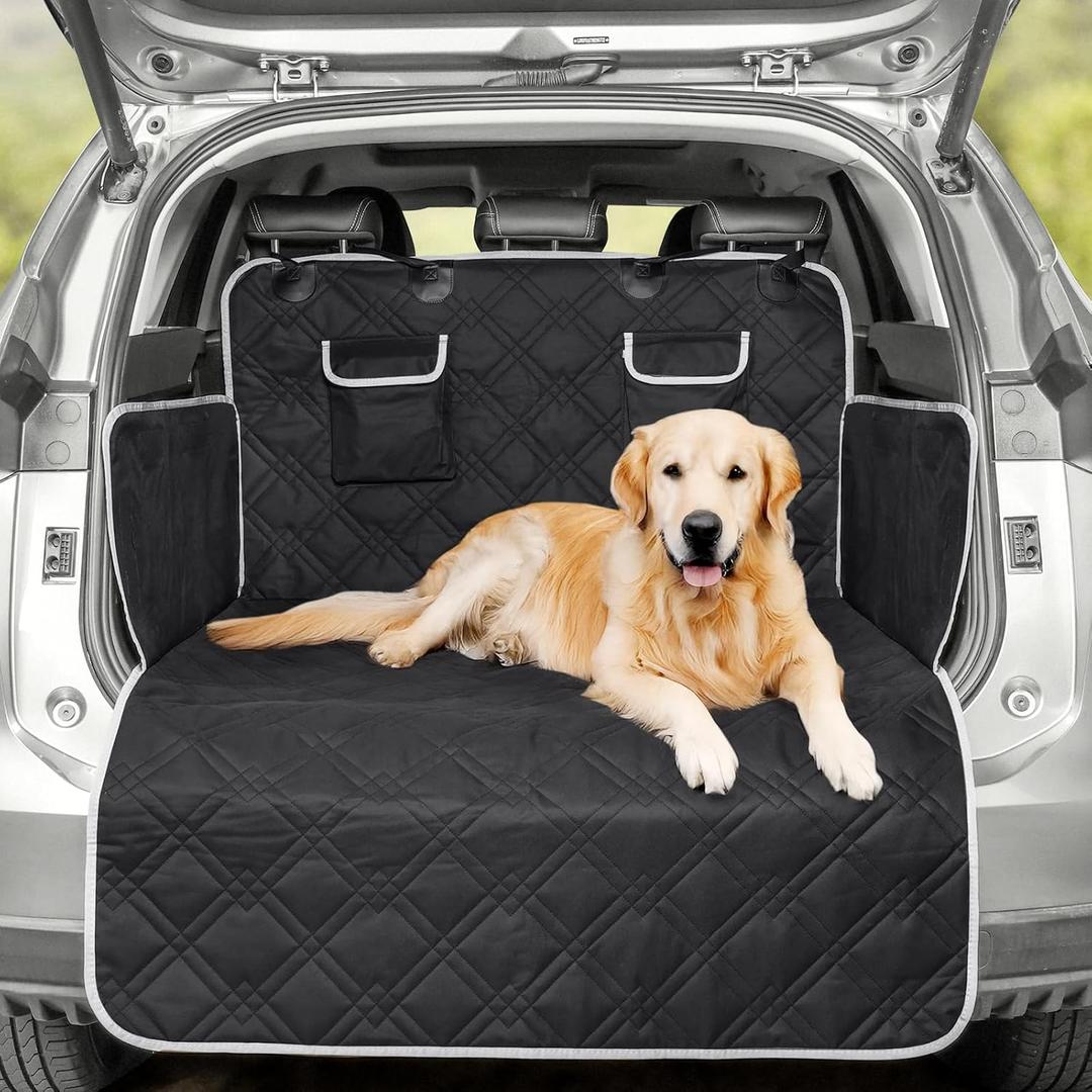 SUV Cargo Liner for Dogs Trunk Cover Dog Seat Covers for Car Protector for Dogs Backseat Heavy Duty Waterproof Pet Cargo Mat with Bumper Flap Non-Slip Universal Fit SUVS Sedans Trunks Vans