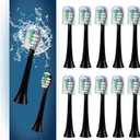 12 Pack Replacement Toothbrush Heads Compatible with fairywill P11 T9 Electric Toothbrush, W Shape Bristle Designed, Soft and Sanitary for Model P11 T9 Toothbrushes (Black)