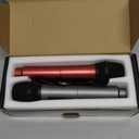 Aveek Wireless Microphone for Karaoke, 2.4GHz Rechargeable Karaoke Microphone(Work 10hs), for Speaker, Karaoke Machine,Church, Speech, Wedding, Party Singing, Grey&Red, 2 Packs