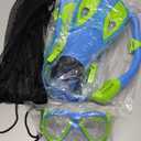 Kids Mask Fins Snorkel Set, Dry Top Snorkeling Gear for Kids Youth Boys Girls Junior Age 5-15 Tempered Glass Snorkel Mask Set Panoramic View Snorkeling Packages (XS(11-1), Blue+Green)