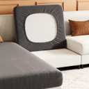 Velvet Couch Cushion Covers, Sectional Couch Covers for Sofa Seat Covers, Stretch (Grey, Small Seater Cushion Covers, 1PCS)