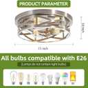 13 inch Brushed Nickel Flush Mount Ceiling Light Fixtures,3-Light Modern Hallway Light Fixtures Ceiling, Brushed Nickel Light Fixture Ceiling Mount for Farmhouse,Kitchen, Bedroom 2 Pack