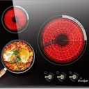 Cooksir Electric Cooktop 24 Inch - 3 Burner Built-in Electric Stove Top 5700W, Radiant Electrical Stovetop with 9 Heating Level, Knob Control, Over-Temperature Protection, 220V Hard Wired (No Plug)