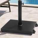 40 lbs. Concrete Patio Umbrella Base in Black With Wheels