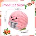 NQEUEPN Mini Funny Positive Honeypeach, 2.56 inch Handmade Knitted Peach Toy Creative Cute Crochet Doll with Positive Card for Friends Birthday Gifts Home Room Decoration Encouragement