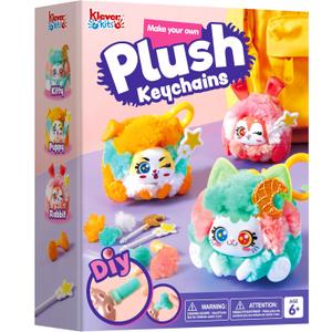 Klever Kits DIY Plush Keychain Making Craft, DIY Arts & Craft Set with 3 Models, Create Your Own Stuffed Keychain for Boys and Girls Ages 6 7 8 9