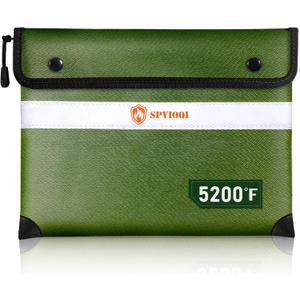 Upgraded Fireproof Document Bag 5200F -Heat Insulated, Water Fire Proof Bag with Zipper, 8 Layers of Functional Materials, 14.2 X 11 Fire Proof Money Bags for Cash, Important Documents and Valuables