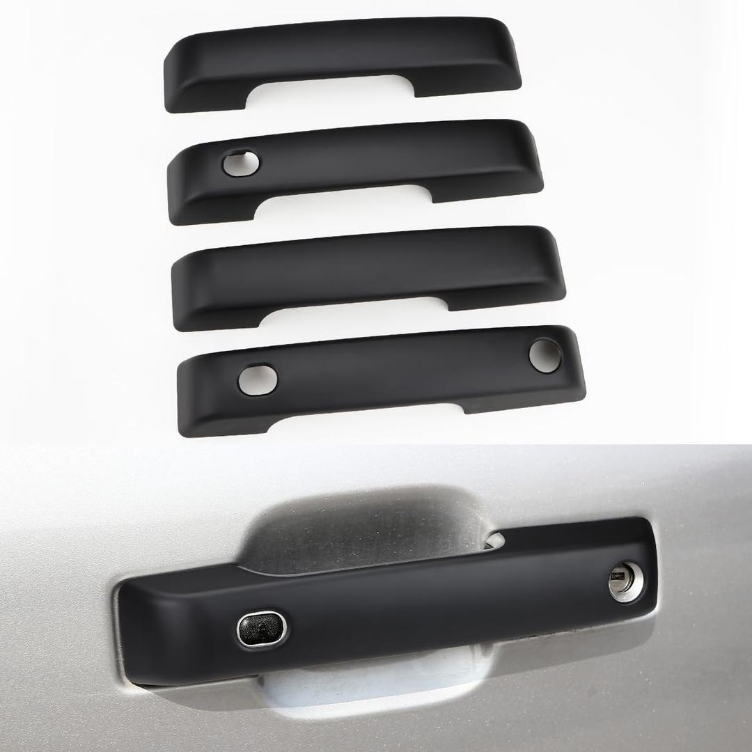 Exterior Door Handle Cover Compatible for Ford F150 2021 2022 2023 2024 Accessories Door Handle Protector Trim (with Key Hole and 2 Auto Sensor Holes, Matte Black)