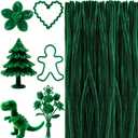 RoundFunny 100 Pcs 36" Extra Long Pipe Cleaners Bulk 6 mm Chenille Stem Craft Supplies Fuzzy Sticks for Beginners Hair DIY Arts Project Supplies Decorations(Green)
