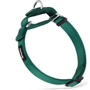 Hyhug Martingale Dog Collar Medium Green |Escape - Proof Heavy Duty Nylon Durable No Slip, Ideal for Training & Daily Walks