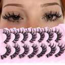 Lashes Wispy False Eyelashes Natural Fairy Fake Eyelashes Cat Eye Lashes Mink Long Strip Eyelashes Doll Manga Lashes 7 Pairs C Curly Lashes Pack by ALICROWN